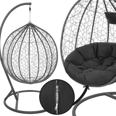 Hojdacie kreslo so stojanom SPRINGOS BEATA šedé bez vankúšov