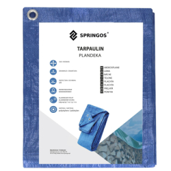 Krycia plachta s okami 10x8 m, 60g PE SPRINGOS GA2177 modrá