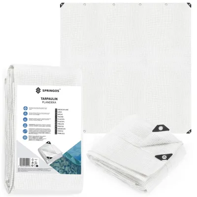 Krycia plachta s okami 4x4 m, 100g PE SPRINGOS GA2181 biela