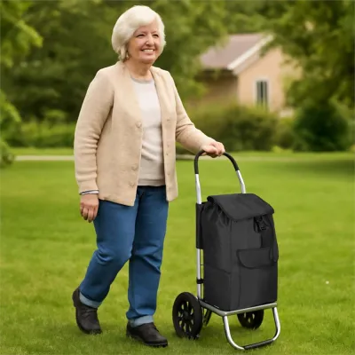 Nákupná taška na kolieskach 42L SPRINGOS ROLANDA čierna