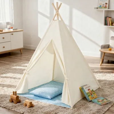 Teepee stan pre deti SPRINGOS Bielo-modrý s bodkami
