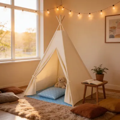 Teepee stan pre deti SPRINGOS Bielo-modrý s bodkami