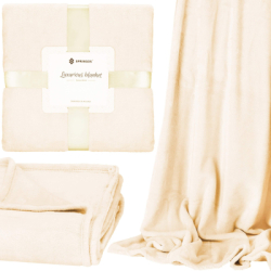 Plyšová deka 200x220 cm SPRINGOS HA7301 krémová