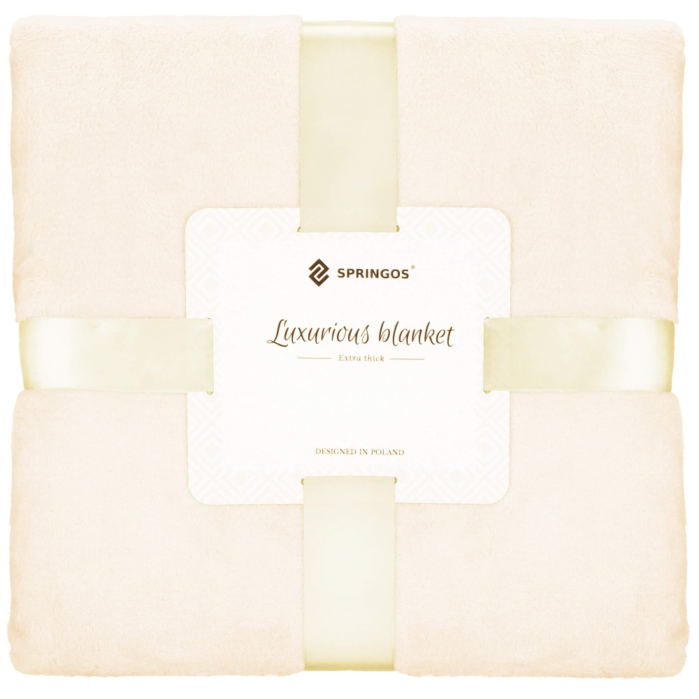 Plyšová deka 200x220 cm SPRINGOS HA7301 krémová