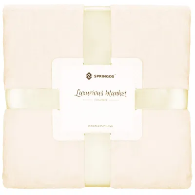 Plyšová deka 200x220 cm SPRINGOS HA7301 krémová