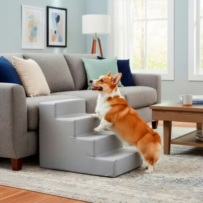 Schodíky pre psa 60x30x40 cm SPRINGOS PA0339 svetlo šedé