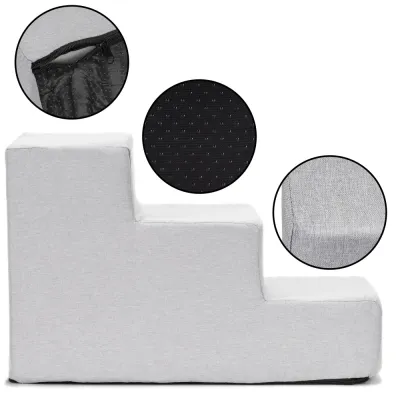 Schodíky pre psa 45x30x30 cm SPRINGOS PA0338 svetlo šedé