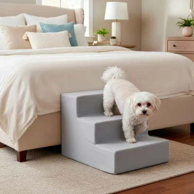 Schodíky pre psa 45x30x30 cm SPRINGOS PA0338 svetlo šedé