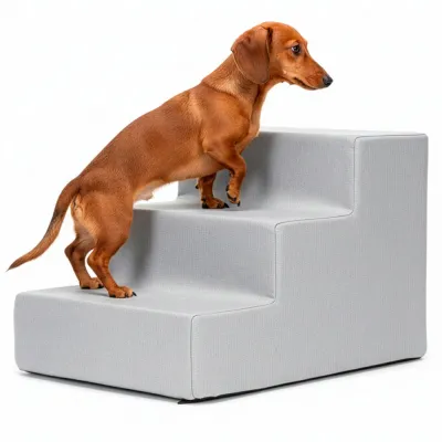 Schodíky pre psa 45x30x30 cm SPRINGOS PA0338 svetlo šedé