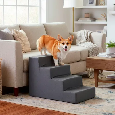 Schodíky pre psa 60x30x40 cm SPRINGOS PA0337 tmavo šedé