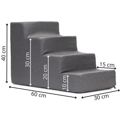 Schodíky pre psa 60x30x40 cm SPRINGOS PA0337 tmavo šedé