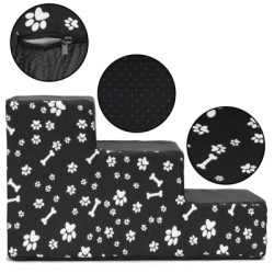 Schodíky pre psa 50x30x30 cm SPRINGOS PA0340 čierne s bielymi motívmi