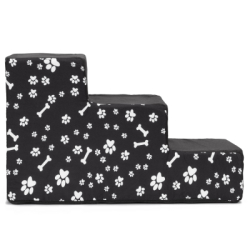 Schodíky pre psa 50x30x30 cm SPRINGOS PA0340 čierne s bielymi motívmi