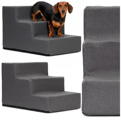 Schodíky pre psa 45x30x30 cm SPRINGOS PA0336 tmavo šedé