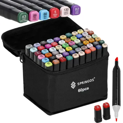 Obojstranné liehové fixy v púzdre 60 ks SPRINGOS SA1017