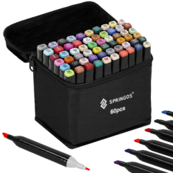 Obojstranné liehové fixy v púzdre 60 ks SPRINGOS SA1017