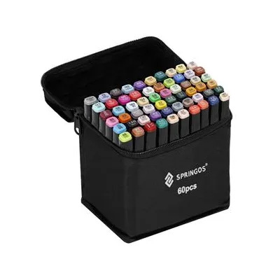 Obojstranné liehové fixy v púzdre 60 ks SPRINGOS SA1017