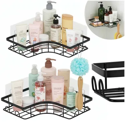 Polička do kúpeľne 2ks SPRINGOS HA7545 čierna