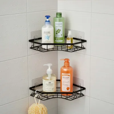 Polička do kúpeľne 2ks SPRINGOS HA7545 čierna