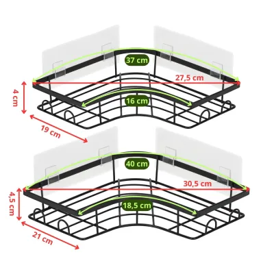 Polička do kúpeľne 2ks SPRINGOS HA7545 čierna