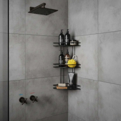 Rohová polička do kúpeľne SPRINGOS HA7541 čierna