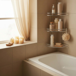 Rohová polička do kúpeľne SPRINGOS HA7542 nerezová