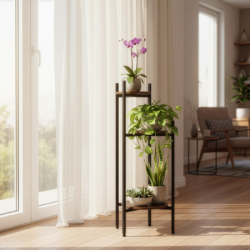 Kovový stojan na kvety 81 cm SPRINGOS GA0215 tmavo hnedý