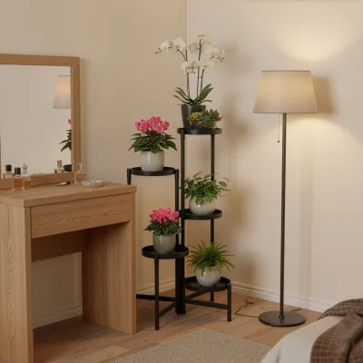 Kovový stojan na rastliny 78,5 cm SPRINGOS GA0218 čierny