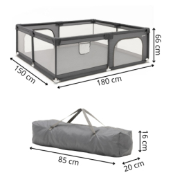 Detská ohrádka 180x150x66 cm SPRINGOS HA7528 šedá