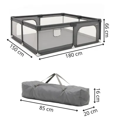Detská ohrádka 180x150x66 cm SPRINGOS HA7528 šedá