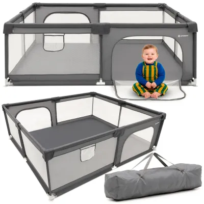 Detská ohrádka 180x150x66 cm SPRINGOS HA7528 šedá