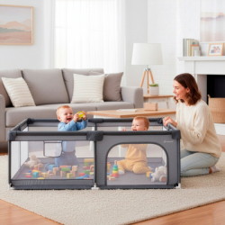 Detská ohrádka 180x150x66 cm SPRINGOS HA7528 šedá