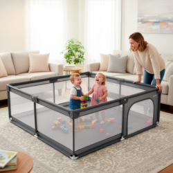 Detská ohrádka 180x150x66 cm SPRINGOS HA7528 šedá