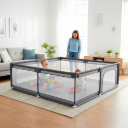 Detská ohrádka 200x180x66 cm SPRINGOS HA7529 sivá