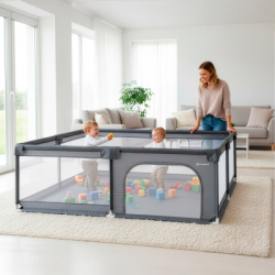 Detská ohrádka 200x180x66 cm SPRINGOS HA7529 sivá