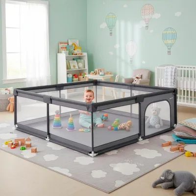 Detská ohrádka 200x180x66 cm SPRINGOS HA7529 sivá