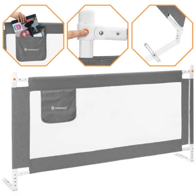 Zábrana na posteľ 200 cm SPRINGOS HA7526 sivá