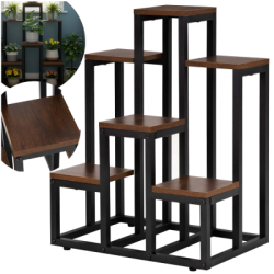 Kovový stojan na kvety 67,5 cm SPRINGOS GA0220 tmavo hnedý