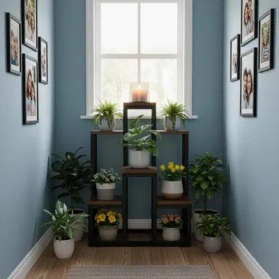 Kovový stojan na kvety 67,5 cm SPRINGOS GA0220 tmavo hnedý