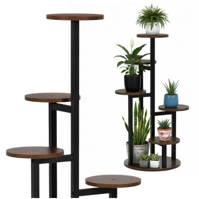 Kovový stojan na kvety 86 cm SPRINGOS GA0219 tmavo hnedý