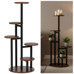 Kovový stojan na kvety 86 cm SPRINGOS GA0219 tmavo hnedý