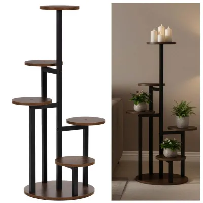 Kovový stojan na kvety 86 cm SPRINGOS GA0219 tmavo hnedý