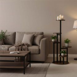 Kovový stojan na kvety 86 cm SPRINGOS GA0219 tmavo hnedý