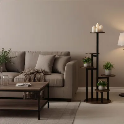 Kovový stojan na kvety 86 cm SPRINGOS GA0219 tmavo hnedý