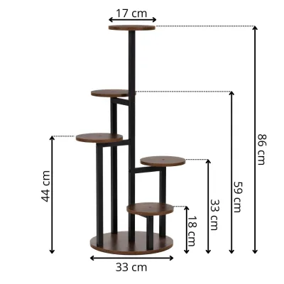 Kovový stojan na kvety 86 cm SPRINGOS GA0219 tmavo hnedý