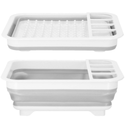 Odkvapkávač na riad skladací 36x31x12 cm SPRINGOS HA5198 šedo-biely