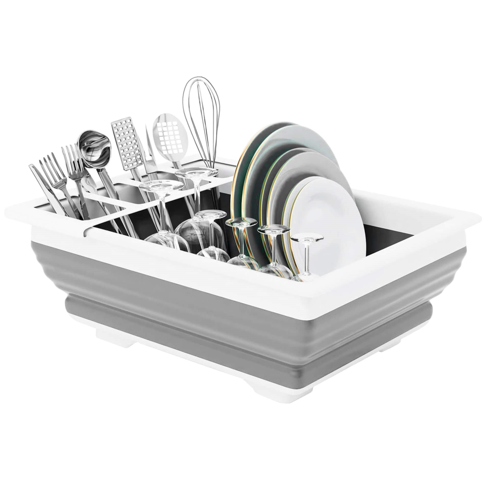 Odkvapkávač na riad skladací 36x31x12 cm SPRINGOS HA5198 šedo-biely