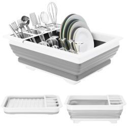 Odkvapkávač na riad skladací 36x31x12 cm SPRINGOS HA5198 šedo-biely