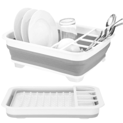 Odkvapkávač na riad skladací 36x31x12 cm SPRINGOS HA5198 šedo-biely