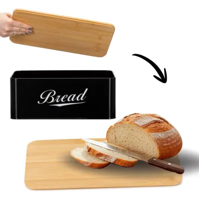 Chlebník s bambusovým vekom SPRINGOS KI0164 čierny